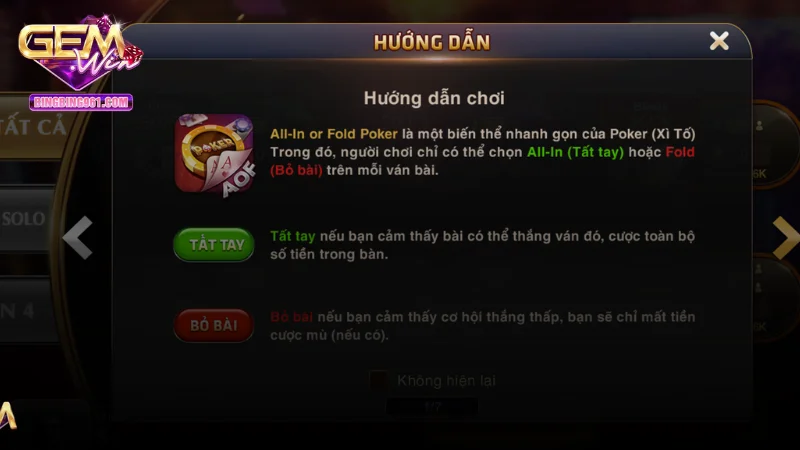 Cách chơi game bài poker tại Gemwin bách phát bách thắng