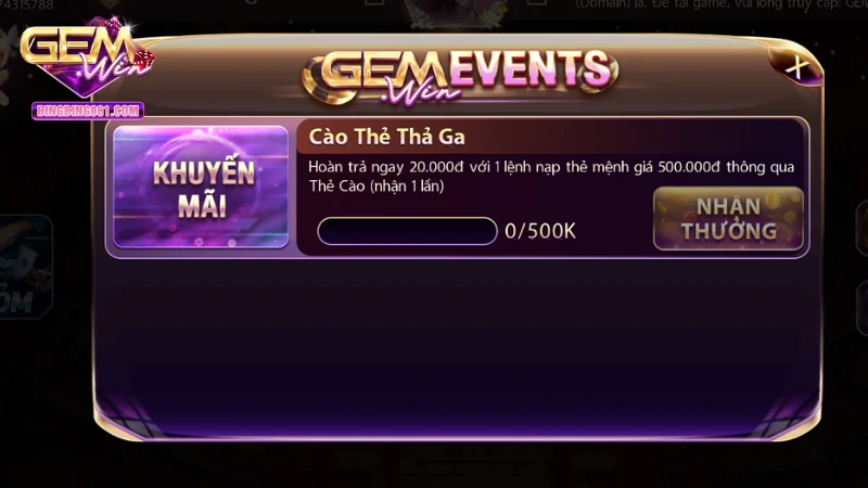 Chương trình Cashback giúp người chơi lấy lại một số tiền thua lớn