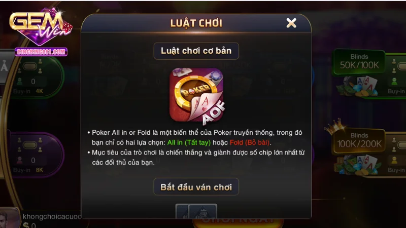 Một ván game bài poker tại Gemwin diễn ra có 4 lượt đánh chính 